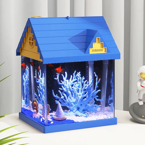 Desktop Glass Aquarium with Water Pump & LED Lighting