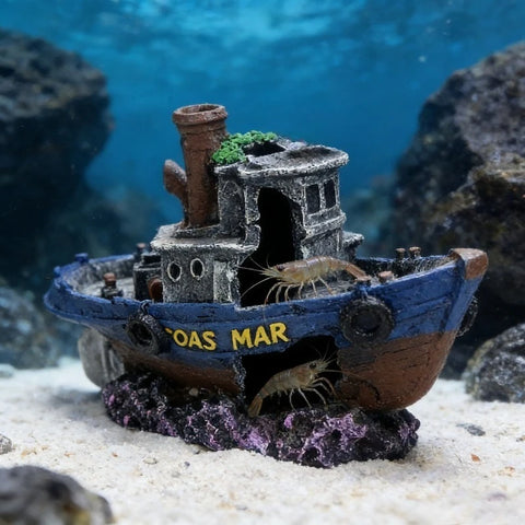 Pirate Shipwreck Aquarium Ornament with Hideout Cave