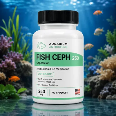 Fish Ceph 250mg 100-Capsules bottle - Cephalexin antibiotic for aquarium fish