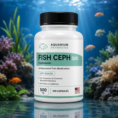 Fish Ceph 500mg 100-Capsules bottle - Cephalexin antibiotic for aquarium fish