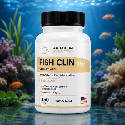 Fish Clin 150 - 100 Capsules bottle - Clindamycin antibiotic for aquarium fish