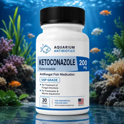 Fish Ketoconazole 200mg 30 Tablets bottle - Ketoconazole antifungal for aquarium fish