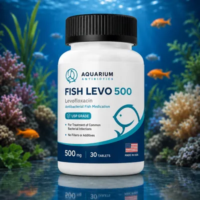 Fish Levofloxacin 500mg – 30 Tablets bottle - Levofloxacin antibiotic for aquarium fish