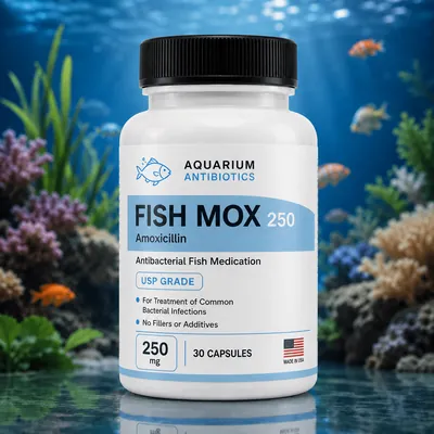 Fish Mox 250mg - 30 count bottle - Amoxicillin antibiotic for aquarium fish