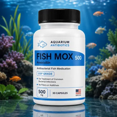 Fish Mox 500mg - 30 count bottle - Amoxicillin antibiotic for aquarium fish
